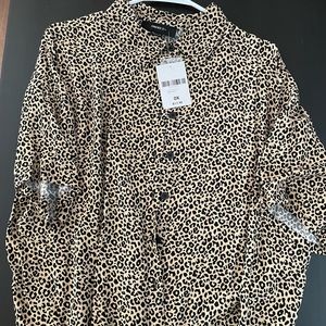 Forever 21 button up leopard crop top